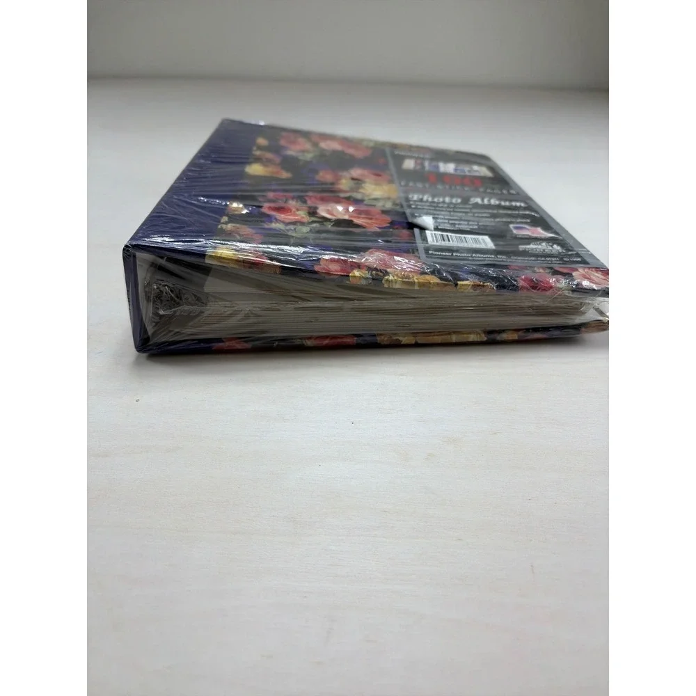 Vintage Pioneer Photo Album 100 Fast-Stick Pages Floral Rose Navy Blue LM-100